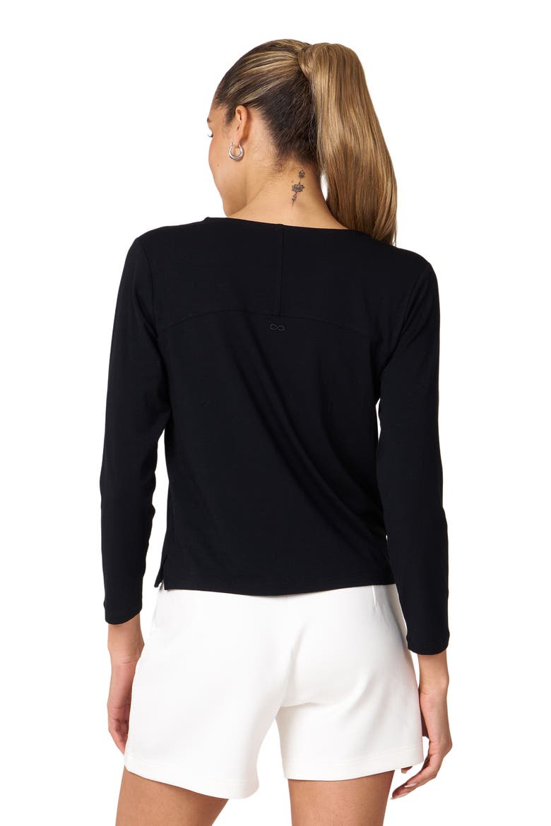 Rebody Essentials Mid Length Long Sleeve Top, Alternate, color, Black