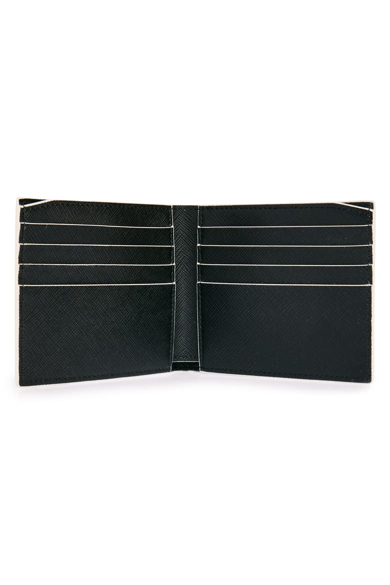 Logo Monogram Leather Bifold Wallet, Alternate, color, BLACK-WHITE