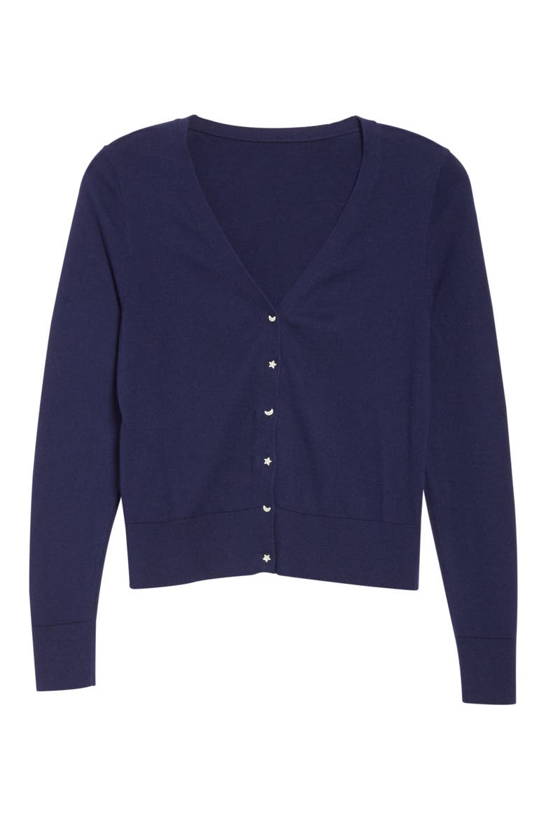 Crop Cotton Blend Cardigan, Alternate, color, NAVY