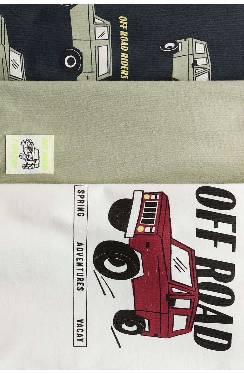 H&M 3-pack Printed T-shirts, Alternate, color, Khaki Green/Off Road
