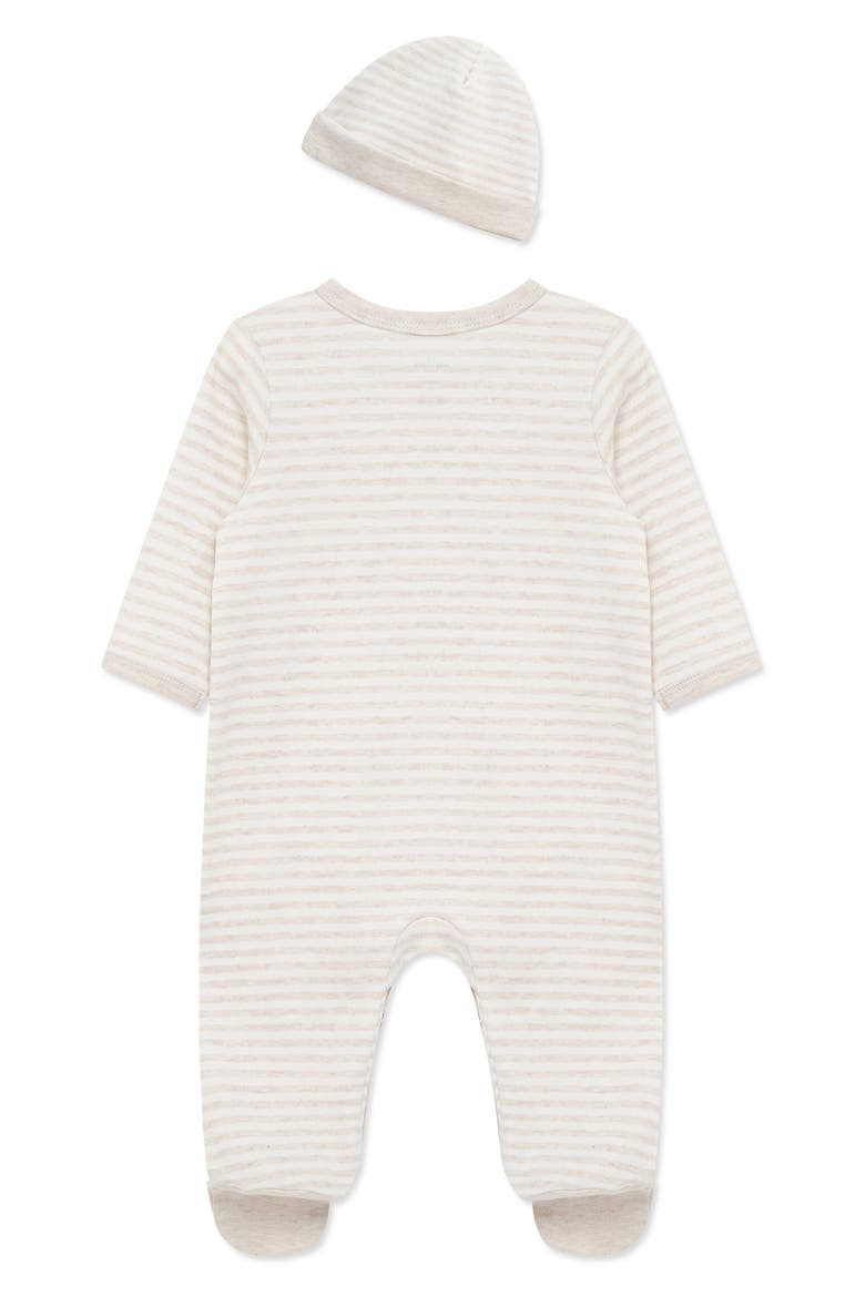 Puppy Schiffli Embroidered Cotton Footie & Hat Set (Nordstrom Exclusive), Alternate, color, TAN