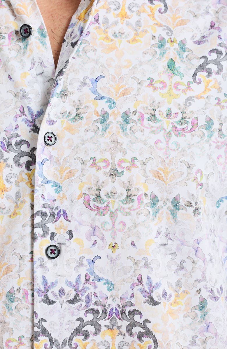 Robert Graham Croatia Stretch Button-Up Shirt, Alternate, color, Yellow Multi