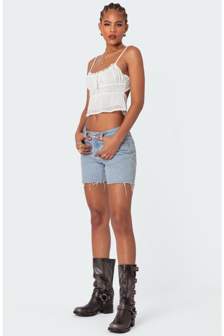 Wendy Tie Back Lace Crop Camisole, Alternate, color, WHITE