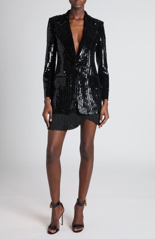 Tom Ford Cotton-silk Duchesse Fringe Wrap Mini Skirt In Black