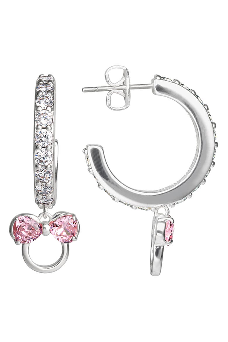 Cubic Zirconia Hoop Earrings, Main, color, Silver, pink