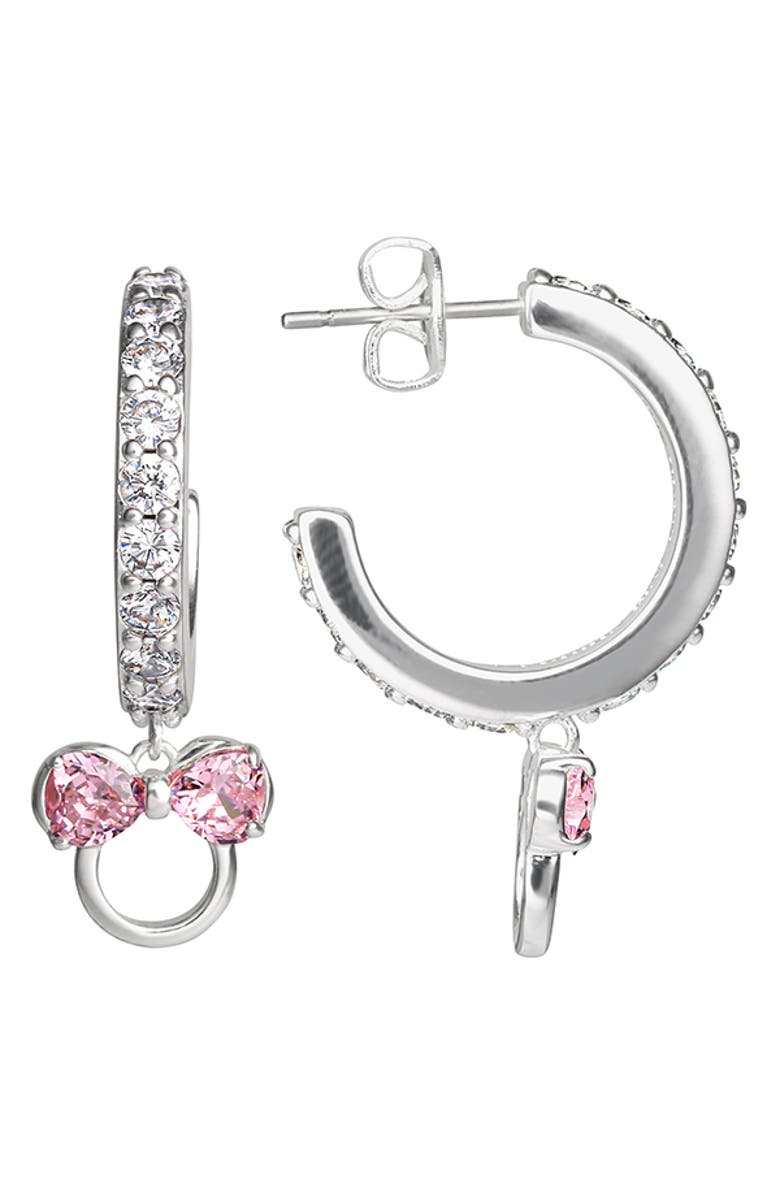 Disney Cubic Zirconia Hoop Earrings, Main, color, Silver, Pink