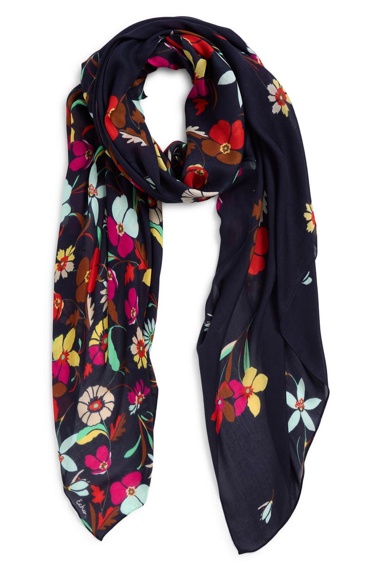 Falling Flowers Wrap, Main, color, NAVY