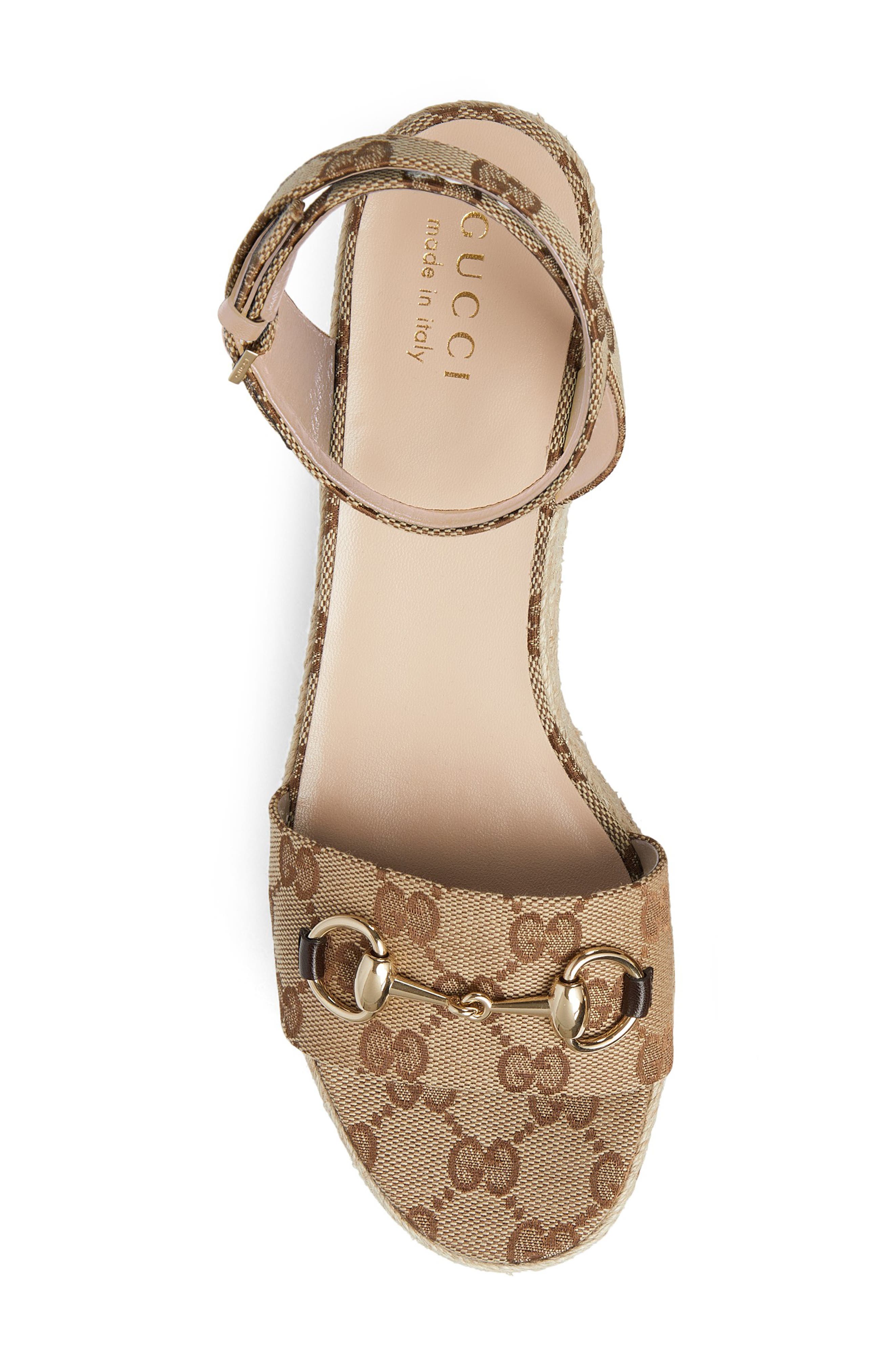 Gucci Horsebit Platform Espadrille Sandal, Alternate, color, Beige