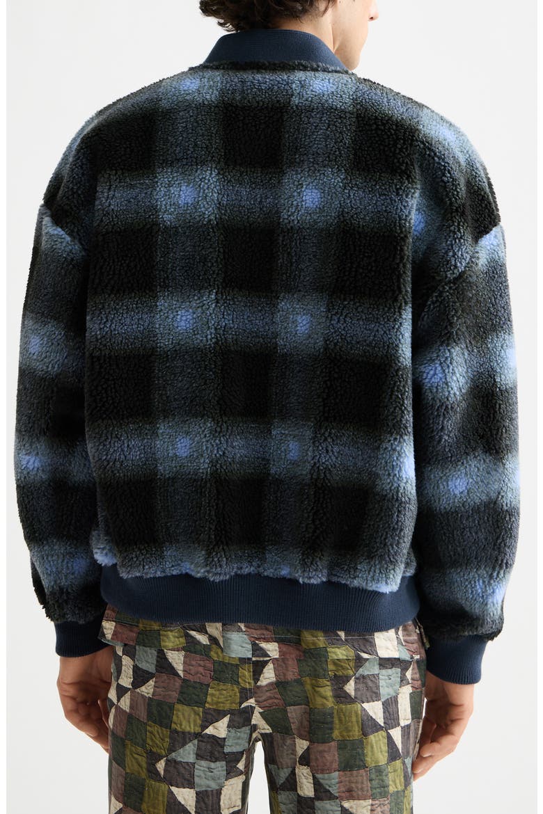 Plaid Polar Fleece Cardigan, Alternate, color, THYME/ BLUE BONNET CHECK AOP