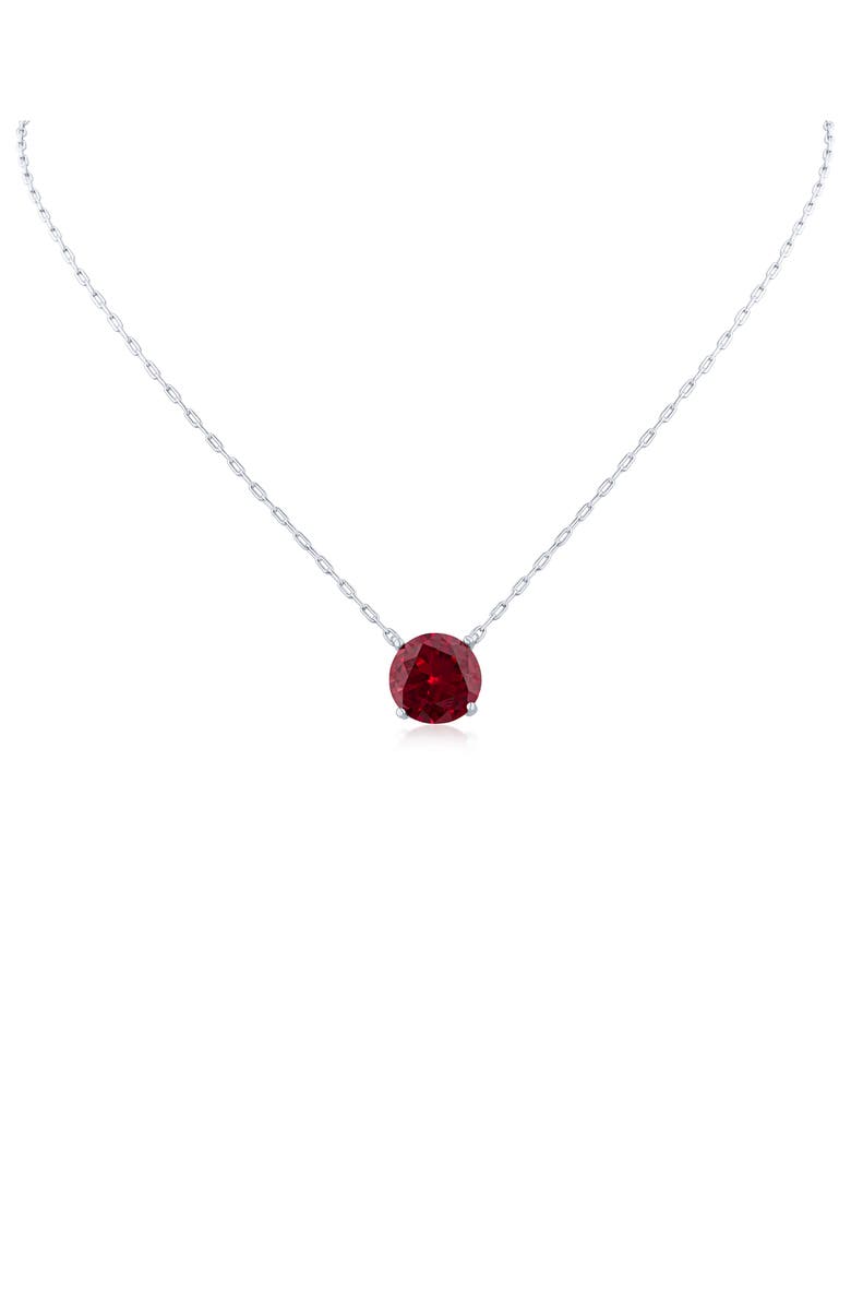 CZ by Kenneth Jay Lane Timeless CZ Pendant Necklace, Main, color, Red/Silver