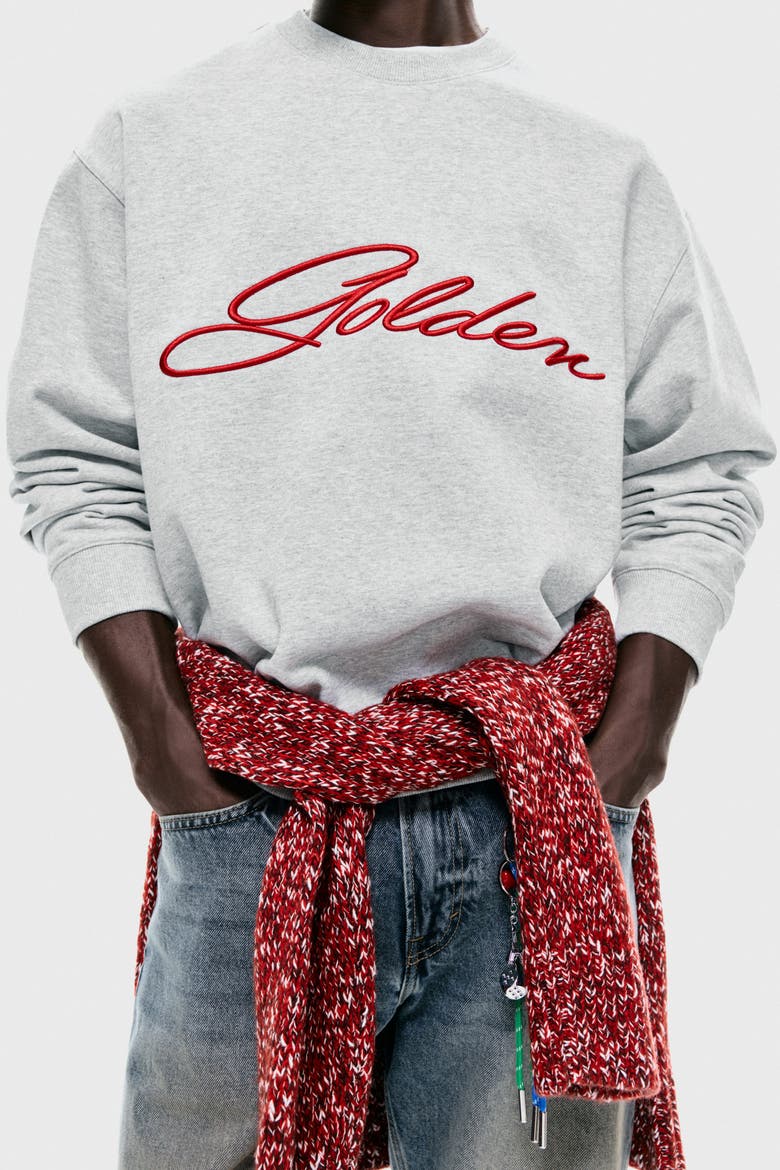 Loose Fit Sweatshirt, Alternate, color, Light grey marl/Golden