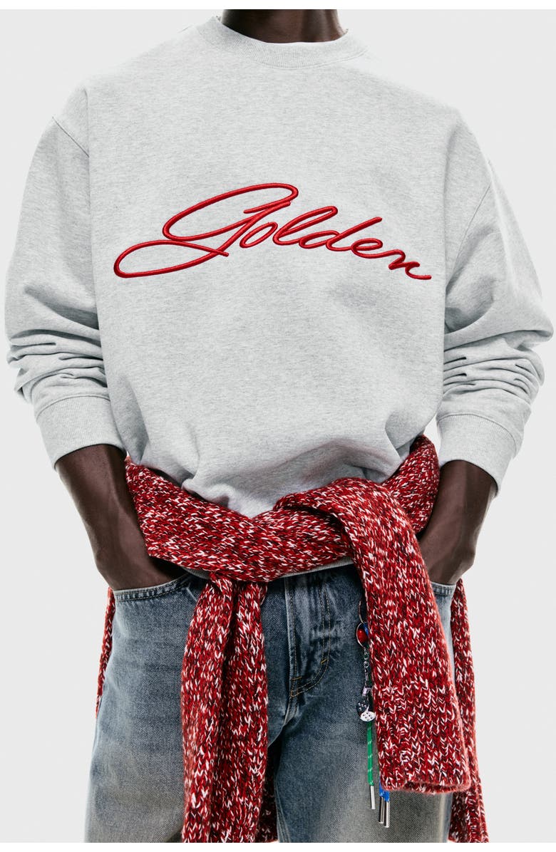 H&M Loose Fit Sweatshirt, Alternate, color, Light Grey Marl/Golden