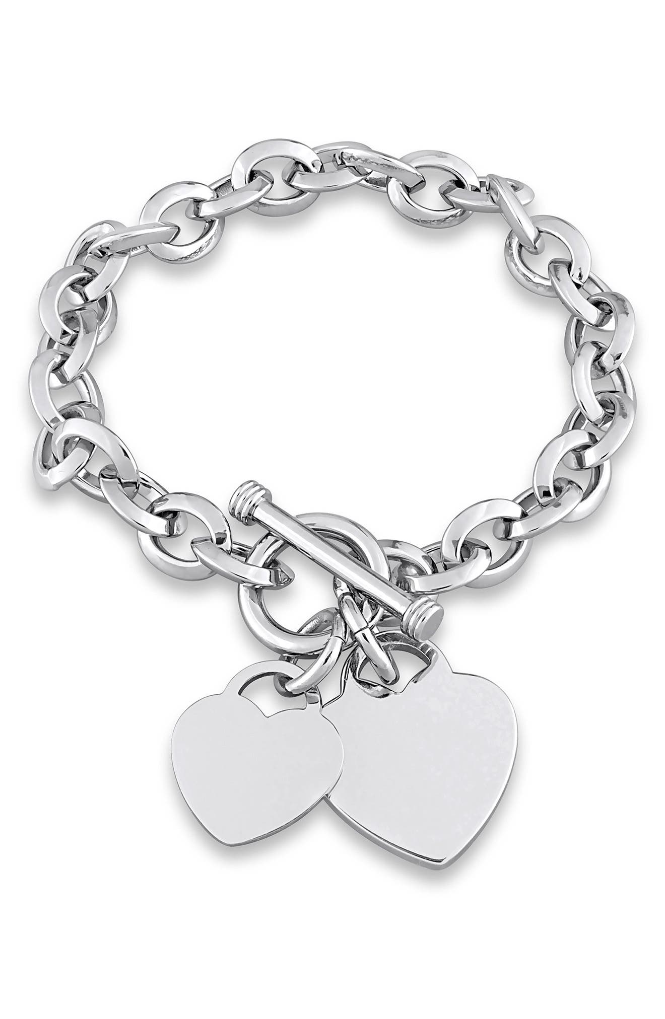 DELMAR Oval Link Heart Charm Toggle Bracelet
