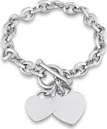 DELMAR Oval Link Heart Charm Toggle Bracelet