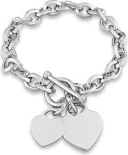 DELMAR Oval Link Heart Charm Toggle Bracelet
