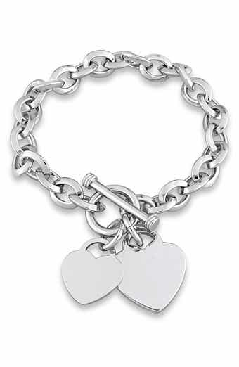 DELMAR Oval Link Heart Charm Toggle Bracelet