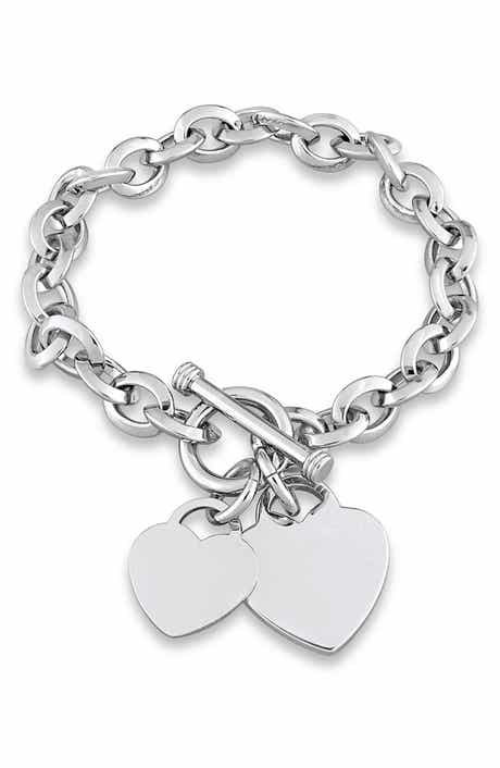 DELMAR Oval Link Heart Charm Toggle Bracelet