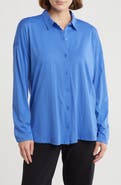 Eileen Fisher Long Boxy Organic Cotton Button-Up Shirt