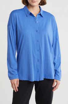 Eileen Fisher Long Boxy Organic Cotton Button-Up Shirt