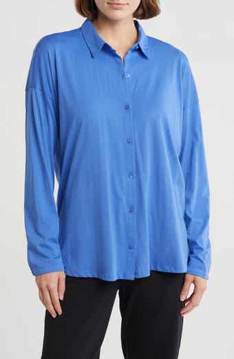 Eileen Fisher Long Boxy Organic Cotton Button-Up Shirt
