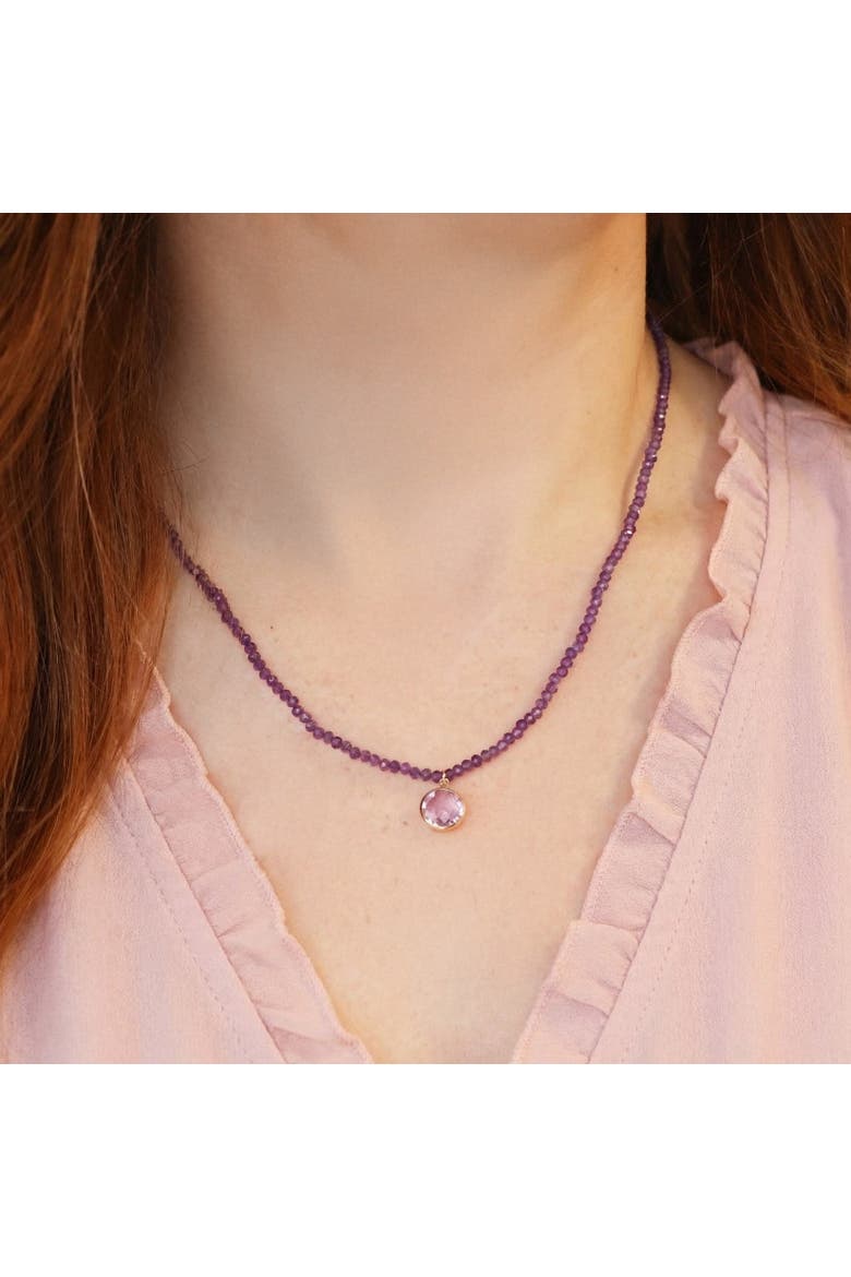 Amethyst Bead Bezel Necklace, Alternate, color, Amethyst
