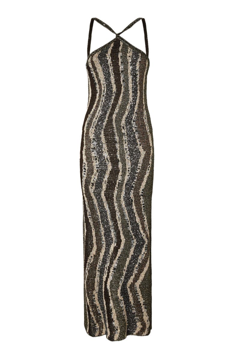Missoni Long Dress With Wave Pattern, Alternate, color, Brown