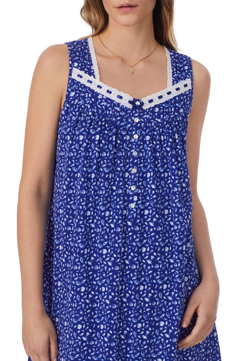 Eileen West Sleeveless Cotton Jersey Short Nightgown, Alternate, color,
