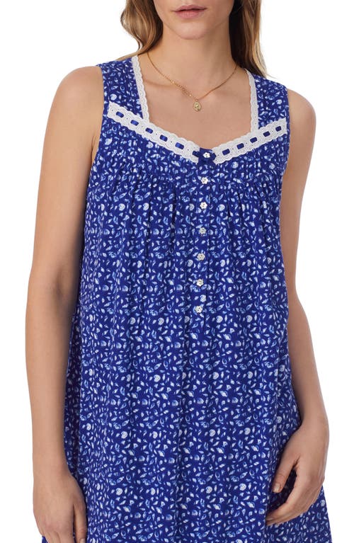 Eileen West Dainty Sleeveless Short Chemise In Navy/print
