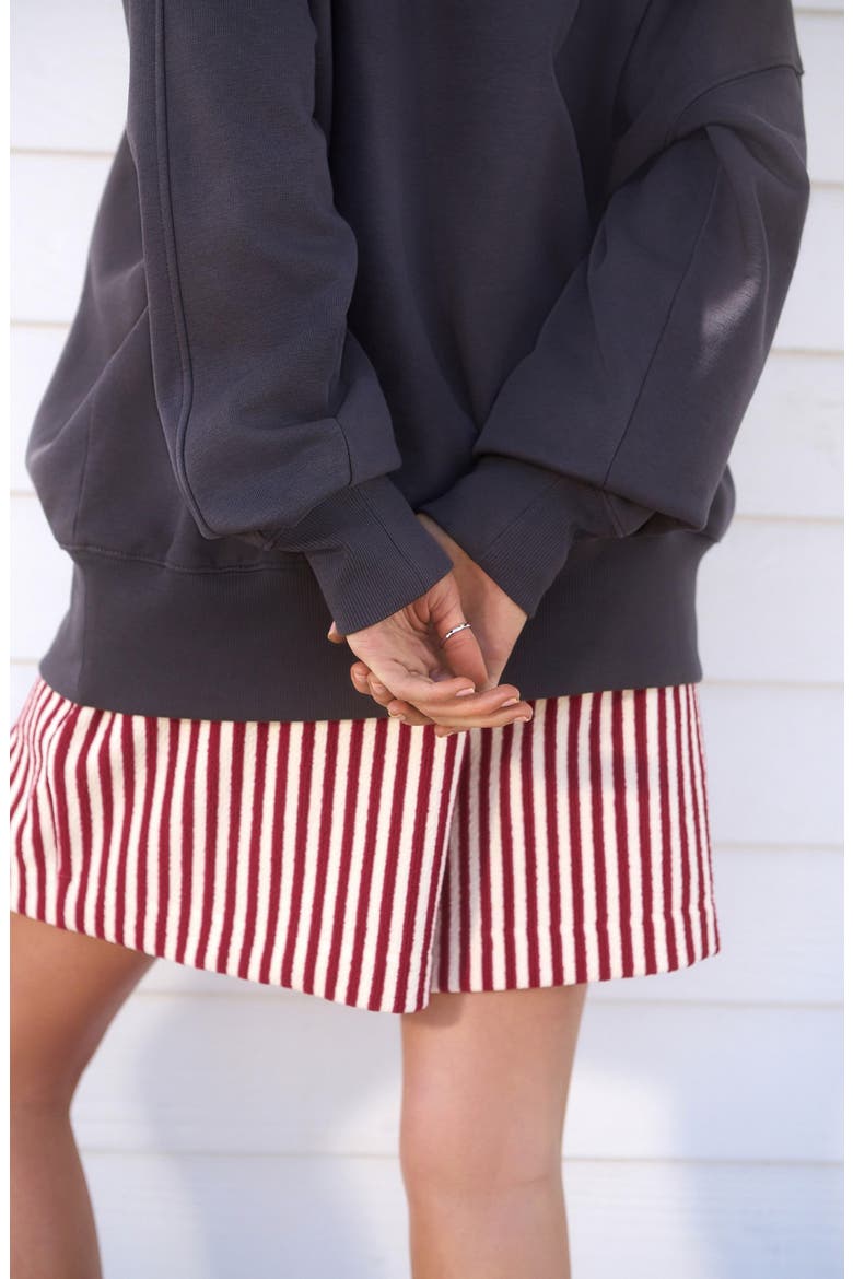 Stripe French Terry Shorts, Alternate, color, RED