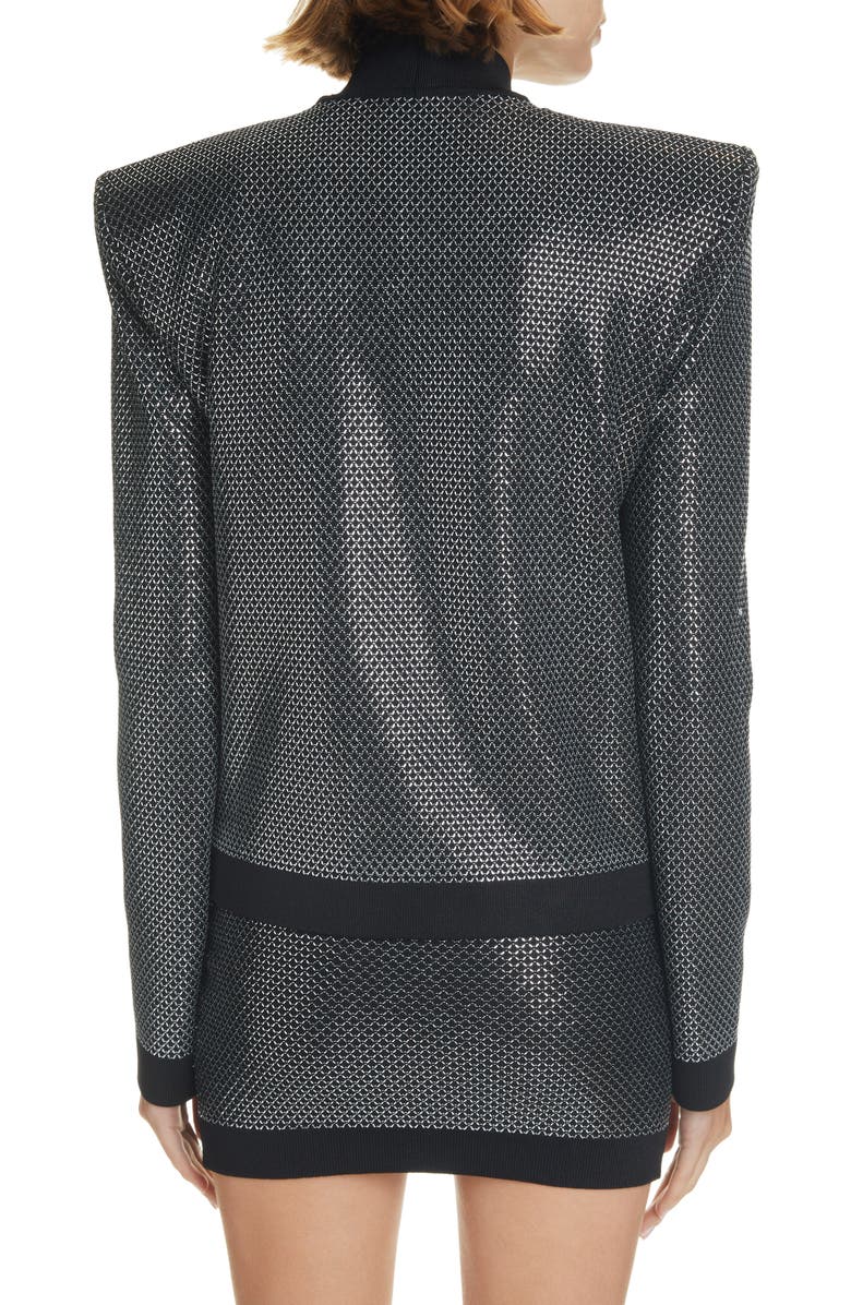 Balmain Side-to-Side Lattice Open Front Knit Jacket, Alternate, color, Eac Noir/ Argent