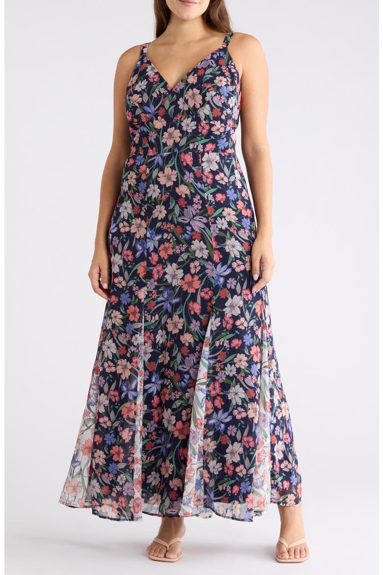 Belinna Floral Cocktail Dress, Main, color, NAVY MULTI