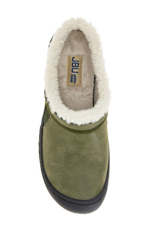 Jbu Ginger Faux Shearling Lined Slipper In Green