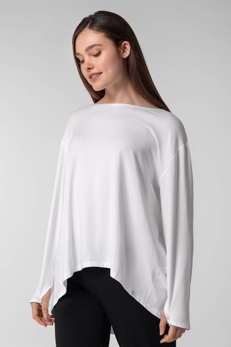 Women's West Palm Drape Long Sleeve T-Shirt, UPF 50+ Sun Protection, Alternate, color, White