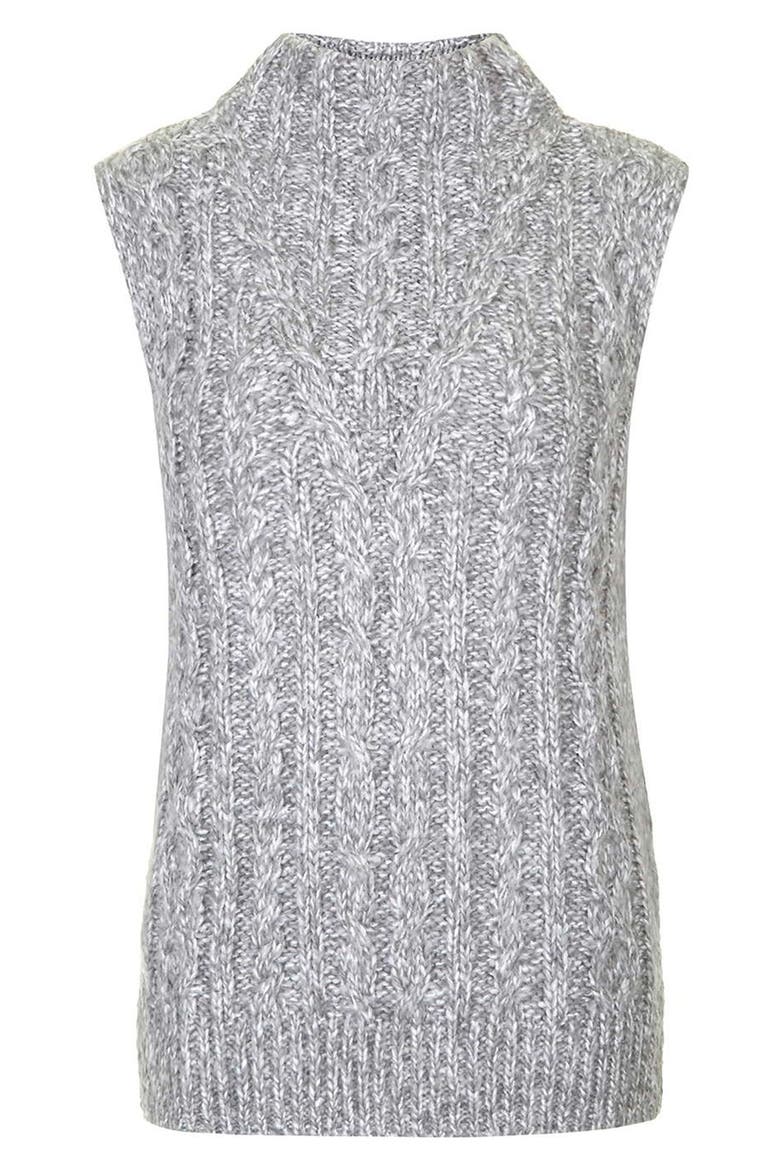 Cable Knit Tabard Sweater, Alternate, color, LIGHT GREY