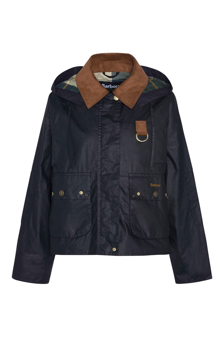 Erma Waxed Cotton Jacket, Alternate, color, BLACK/ ANCIENT TARTAN