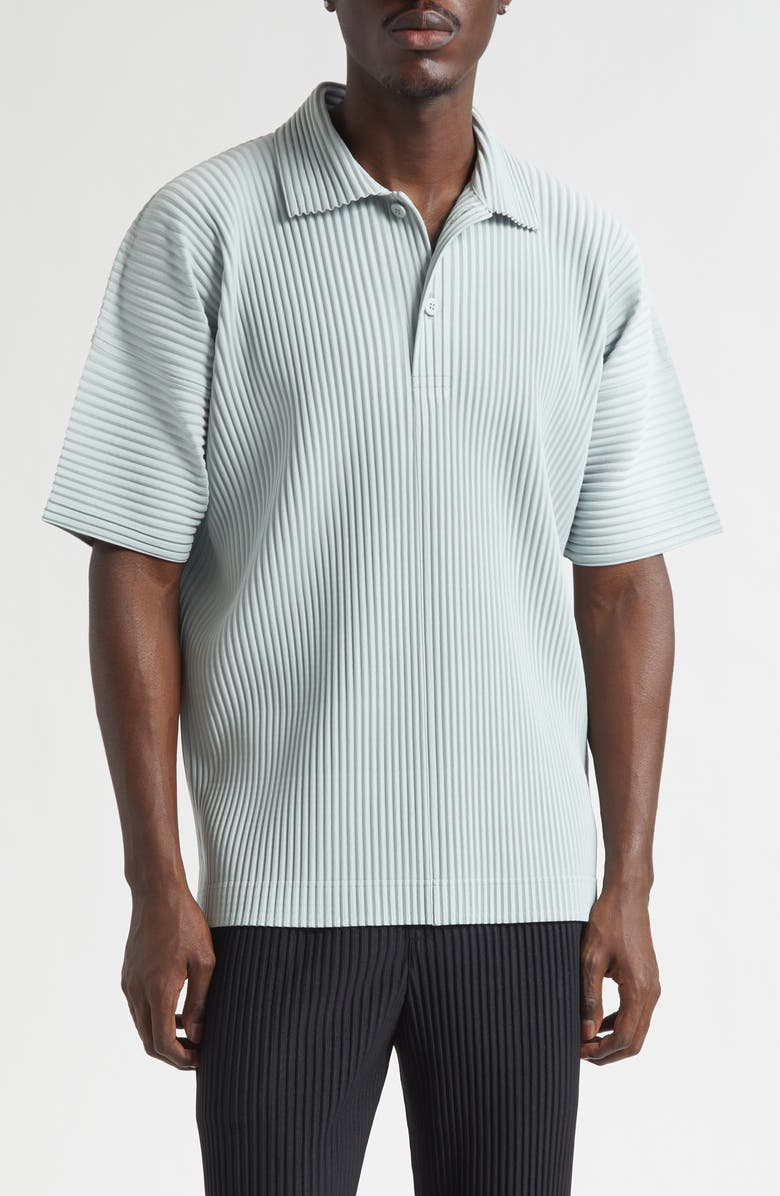 Homme Plissé Issey Miyake Monthly Colors June Pleated Polo, Main, color, Boboli Moss Ash