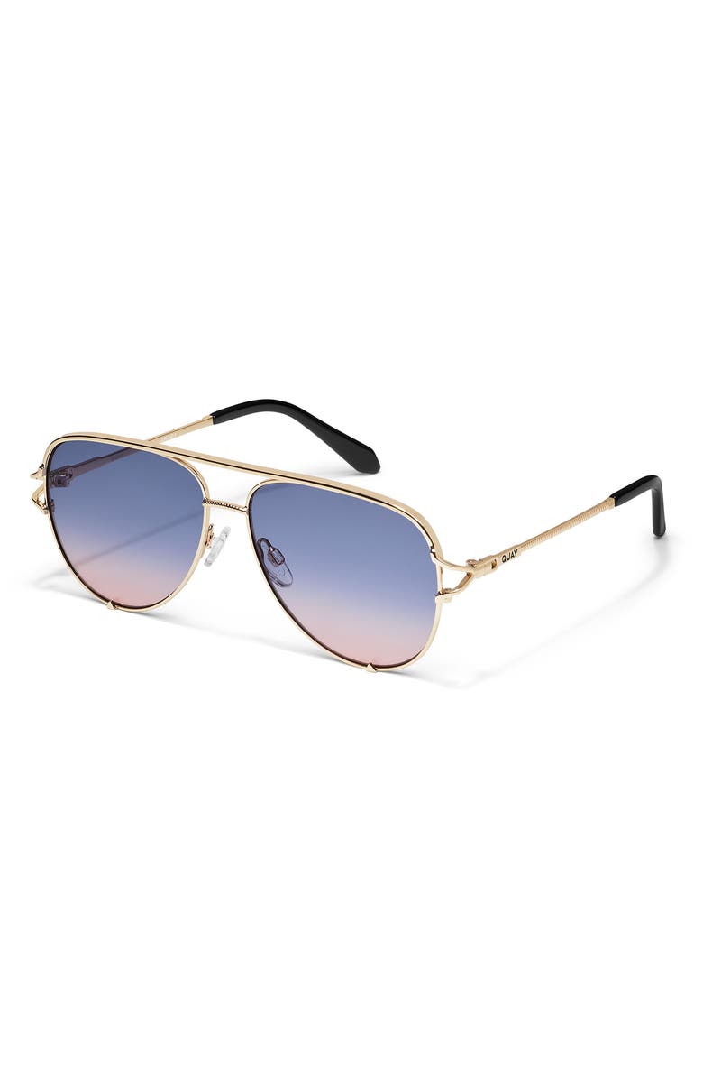 QUAY High Key Twist 60mm Gradient Aviator Sunglasses, Alternate, color, Gold/ Blue Rose