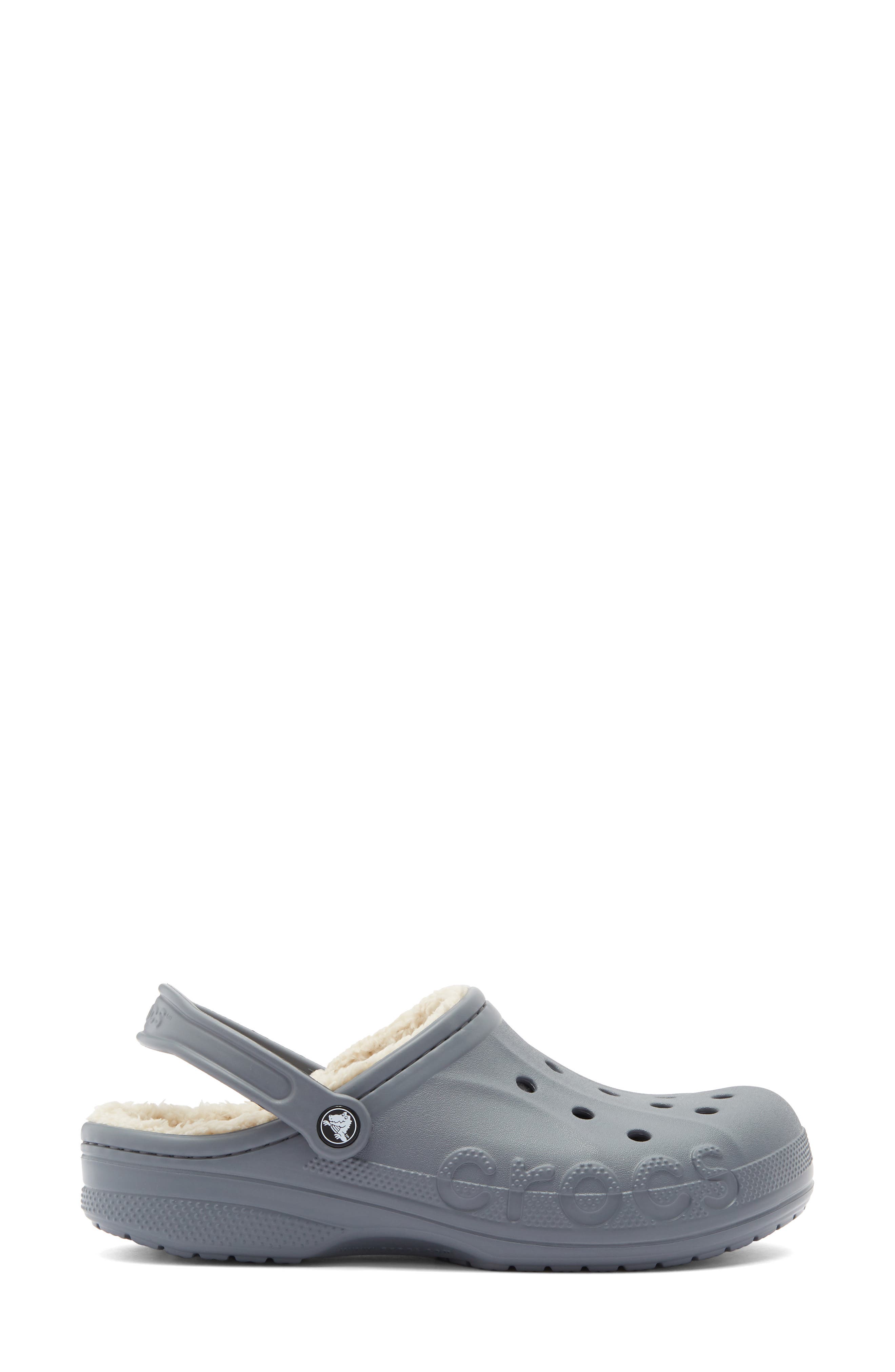 CROCS Baya Faux Shearling Lined Clog, Alternate, color, Charcoal