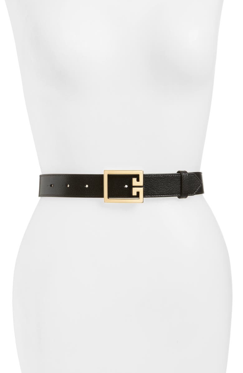 Givenchy 2G Buckle Leather Belt, Main, color,