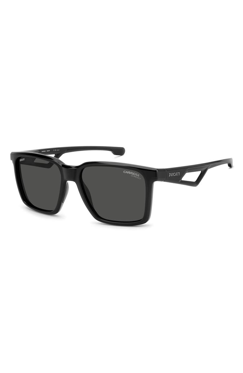 Carrera Eyewear x Ducati 56mm Rectangular Sunglasses, Alternate, color, Black/ Grey