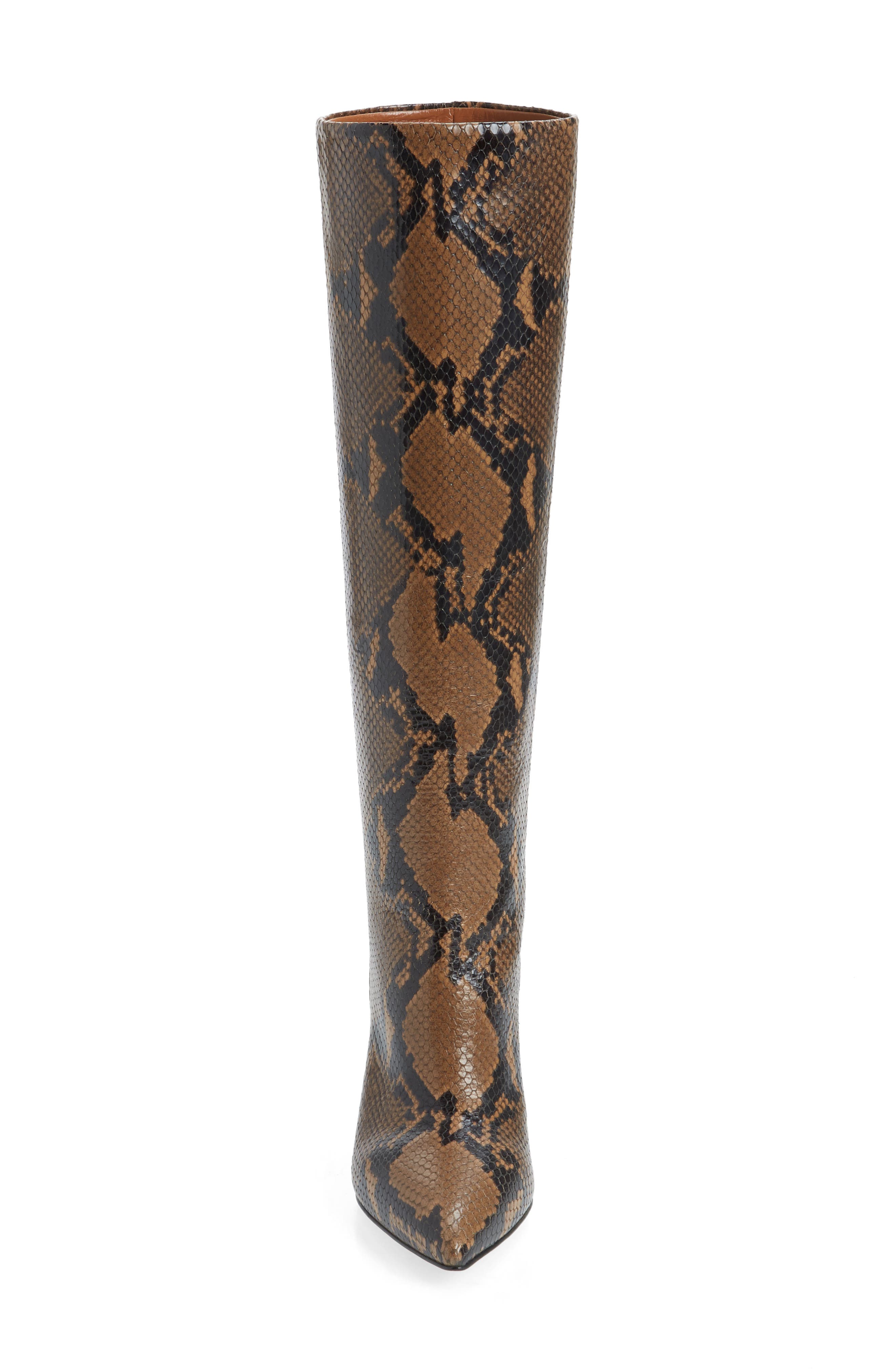 Python Embossed Knee High Boots, Alternate, color, CAMEL