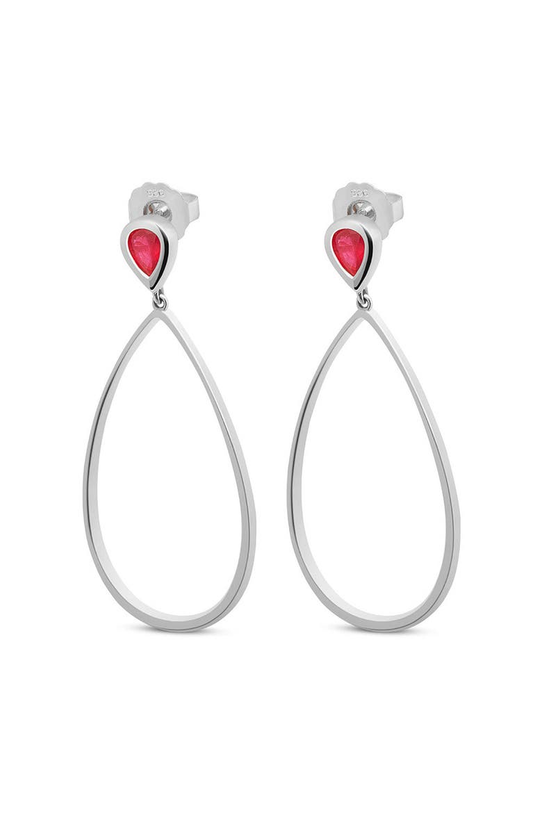 Lucy Quartermaine Petal Drop Earrings with Pear Cut Ruby, Alternate, color, Sterling Silver