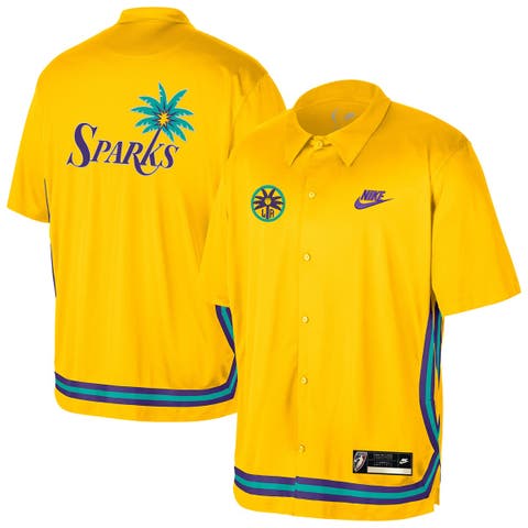 Unisex Nike  Gold Los Angeles Sparks Throwback Lightweight Dri-FIT Button-Up Shirt - Court Origins