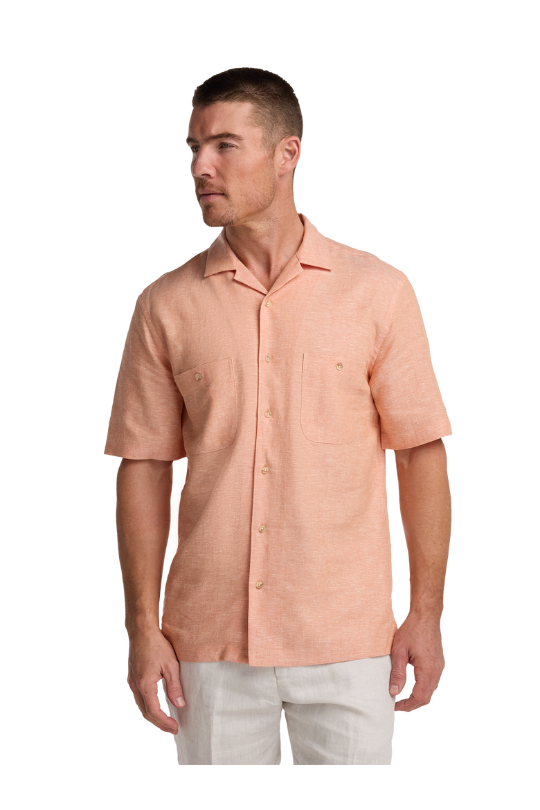 Slim Fit Linen Blend Solid Casual Shirt, Alternate, color, Light Coral