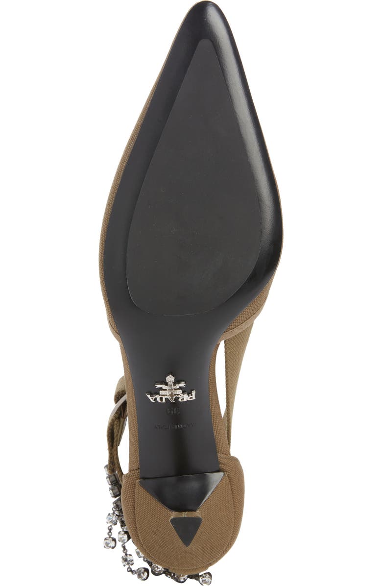 Prada Crossover Strap Pointed Toe Pump, Alternate, color, Militare