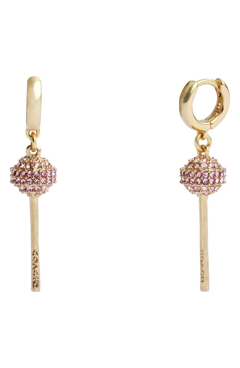 COACH Pavé Crystal Lollipop Huggie Hoop Earrings, Main, color, 