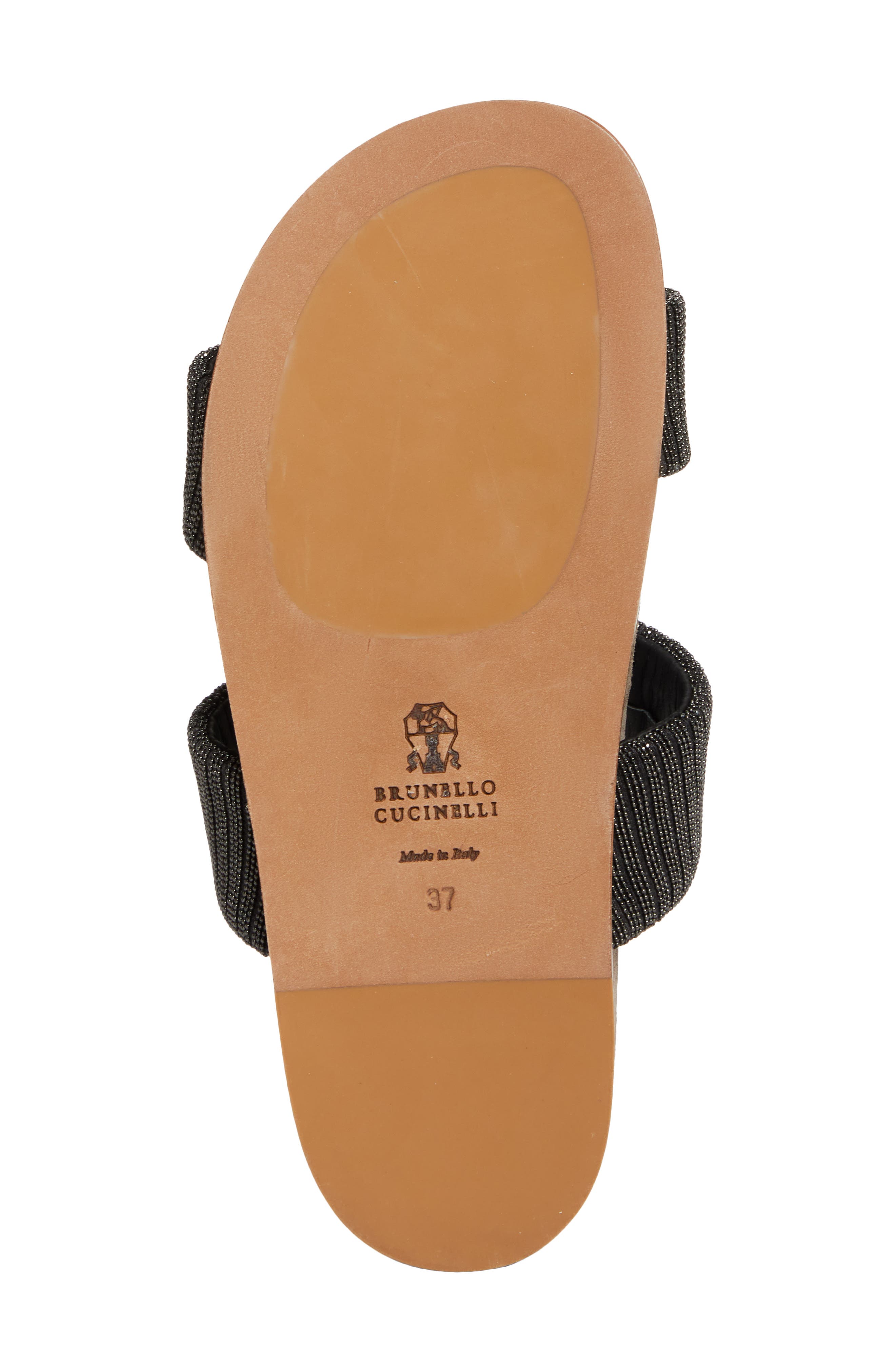Brunello Cucinelli Monili Two-Strap Slide Sandal, Alternate, color, Antracite