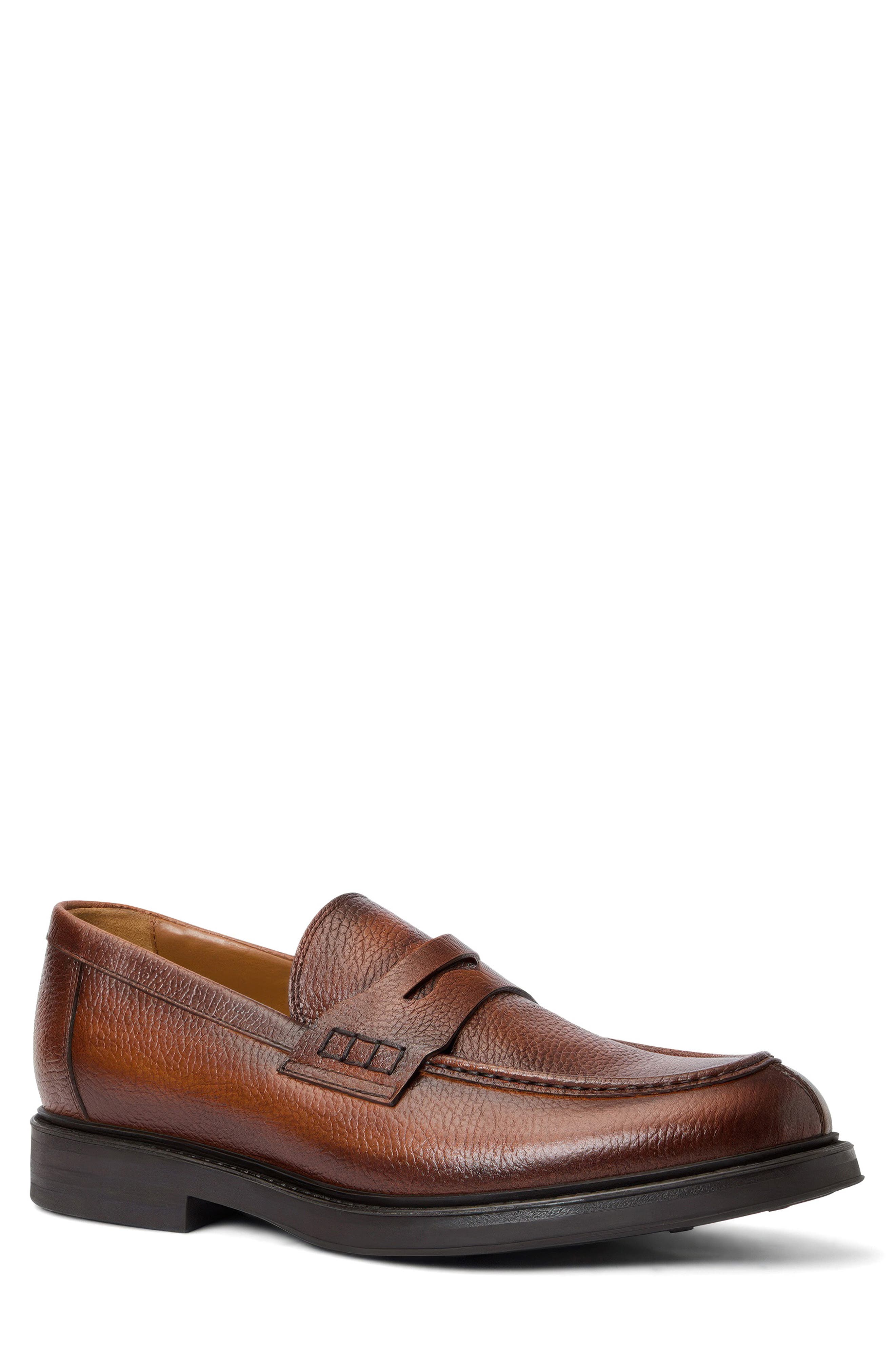 Bergamo Weatherproof Penny Loafer, Main, color, COGNAC TUMBLED