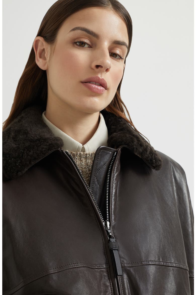 Nappa leather bomber jacket, Alternate, color, Cocoa