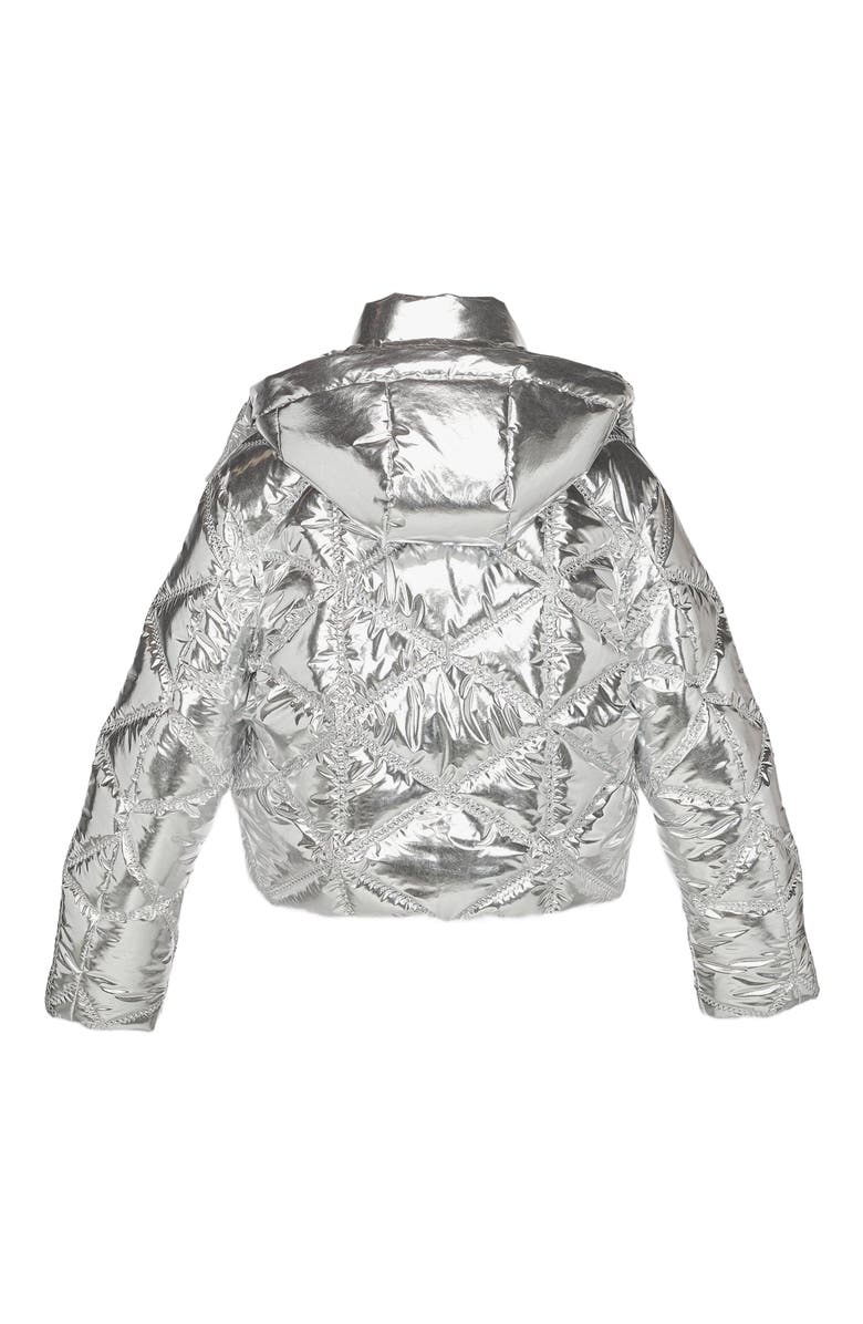 MCM Apres-Ski Quilted Puffer Jacket in Metallic Polyester, Alternate, color, Silver